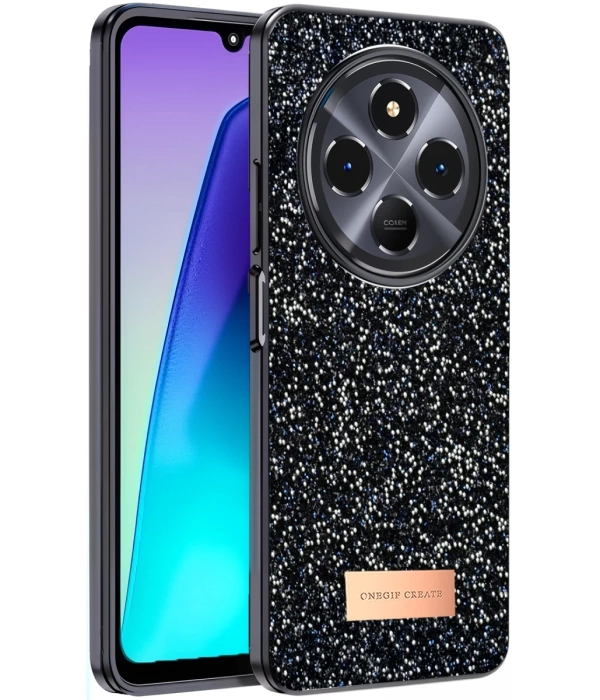 Onegif Xiaomi Redmi 14C Bright Simli Kapak - Siyah