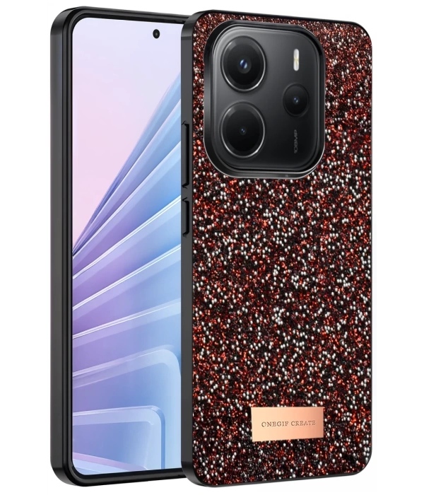 Onegif Xiaomi Redmi Note 14 4G Bright Simli Kapak - Derin Mor