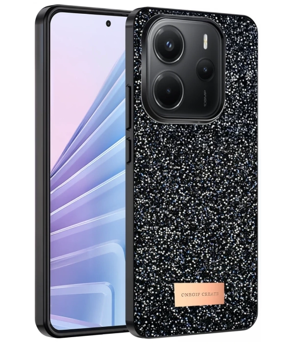 Onegif Xiaomi Redmi Note 14 4G Bright Simli Kapak - Siyah