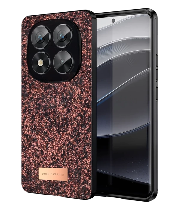 Onegif Xiaomi Redmi Note 14 Pro 5G Bright Simli Kapak - Derin Mor