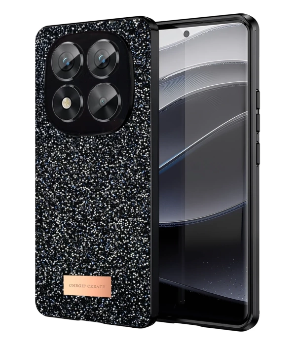 Onegif Xiaomi Redmi Note 14 Pro 5G Bright Simli Kapak - Siyah