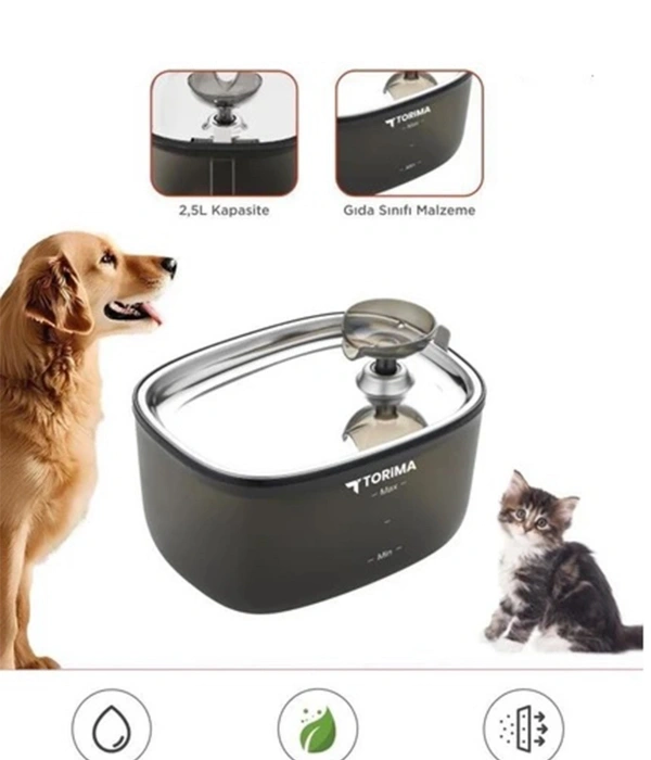 Otomatik Filtreli Kedi Köpek Su Pınarı Su Çeşmesi Ultra Sessiz Su Şelalesi 2.5lt