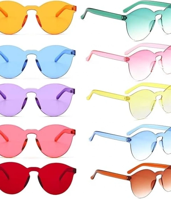 Oval Şekilli Çerçevesiz Parti Gözlüğü 6 Renk 6 Adet