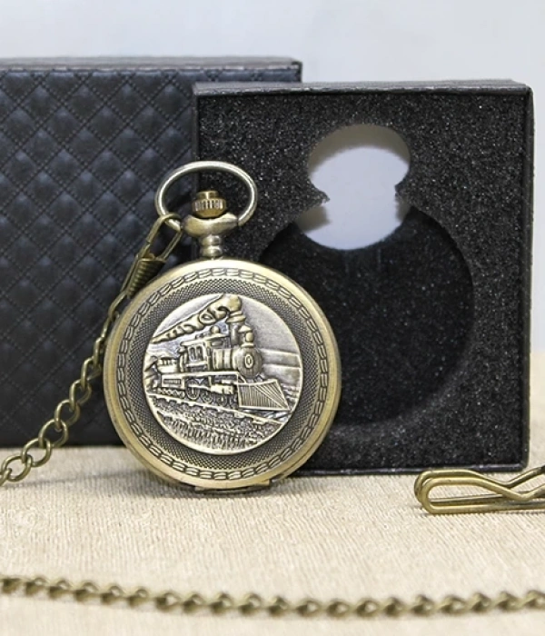 Özel Kutulu Tren Temalı Köstekli Saat Alk4670