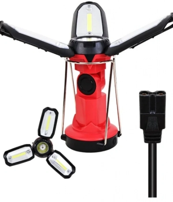 P-8801 Şarjlı Katlanabilir 3xcob Led+ 3w Led Çok Fonksiyonlu Kamp Feneri