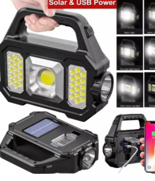 P-880a Solar Powerbanklı Şarjlı Taşınabilir Güçlü Fener