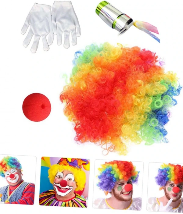 Palyaço Saç Palyaço Burun Palyaço Eldiven Palyaço Sihirli Baston 4 Lü Seti