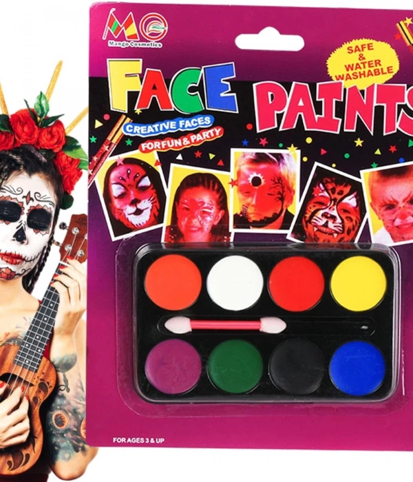 Palyaço Yüz Boyama Seti Fırçalı Makyaj Boyama Seti 8 Renk