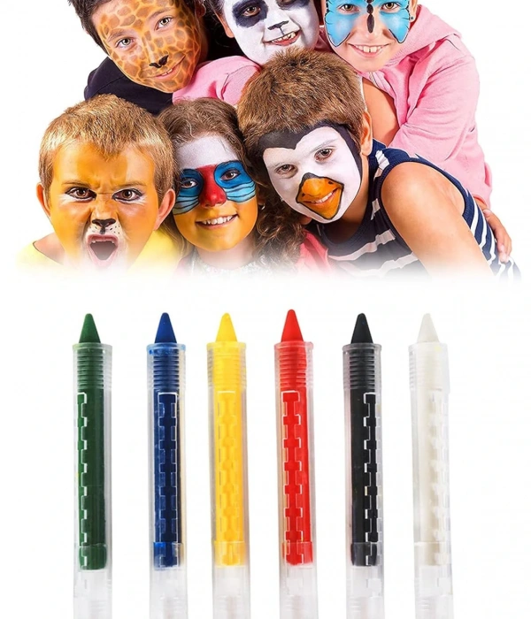 Palyaço Yüz Boyama Seti Kalemli Makyaj Boyama Seti 6 Renk