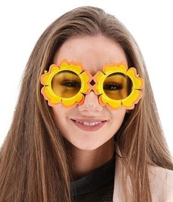 Papatya Şekilli Turuncu Sarı Renkli Hawaii Konsept Parti Gözlüğü 15x7 Cm