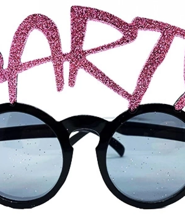 Party Yazılı Simli Pembe Renk Parti Gözlüğü 15x7 Cm
