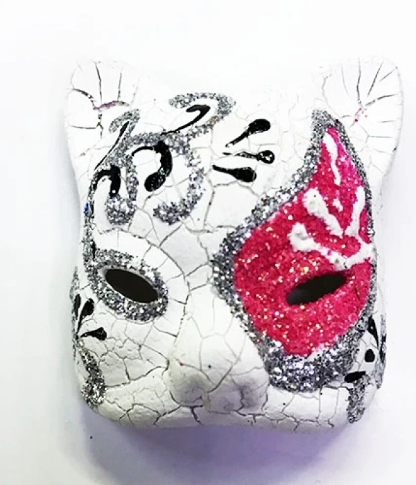 Pembe Renk İşlemeli Seramik Malzemeden İmal Venedik Kedi Model Magnet