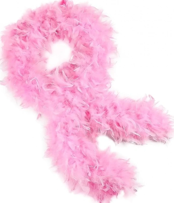 Pembe Renk Kabarık Kalın Otriş Boa Tüy 6 Cm Genişlik 180-200 Cm Uzunluk