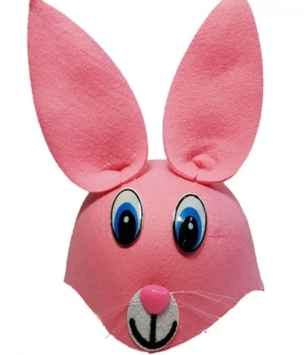 Pembe Renk Kulaklı Tavşan Şapkası Hayvan Şapkası