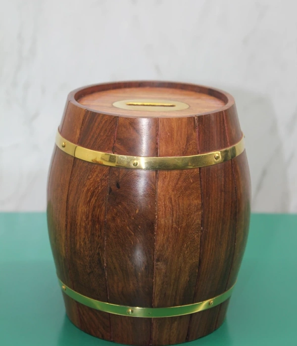 Pirinç Ahşap Fıçı Kumbara 1996