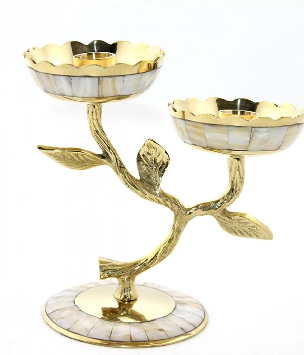 Pirinç Sedefli 2li Şamdan 5934