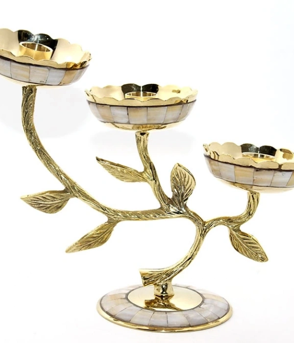 Pirinç Sedefli 3lü Şamdan 5935