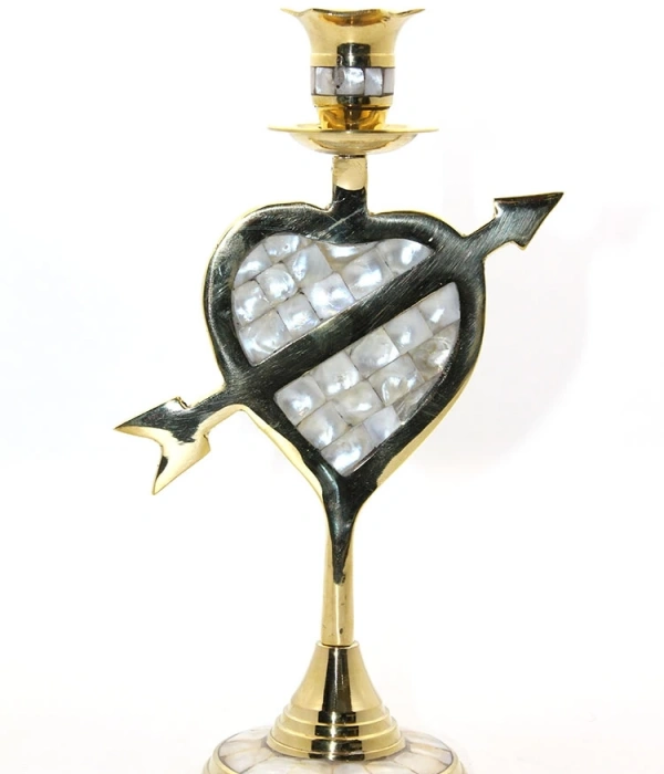 Pirinç Sedefli Tekli Şamdan 11056-8