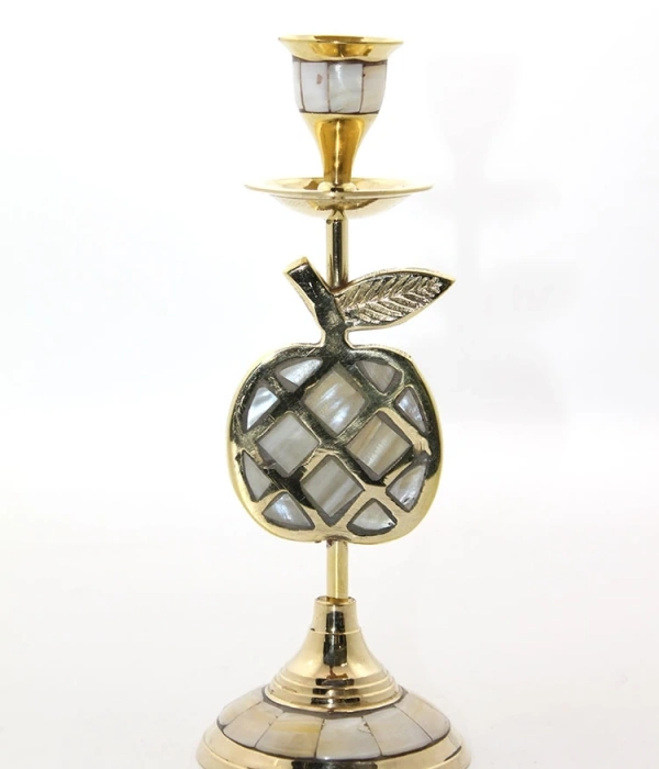 Pirinç Sedefli Tekli Şamdan 1636