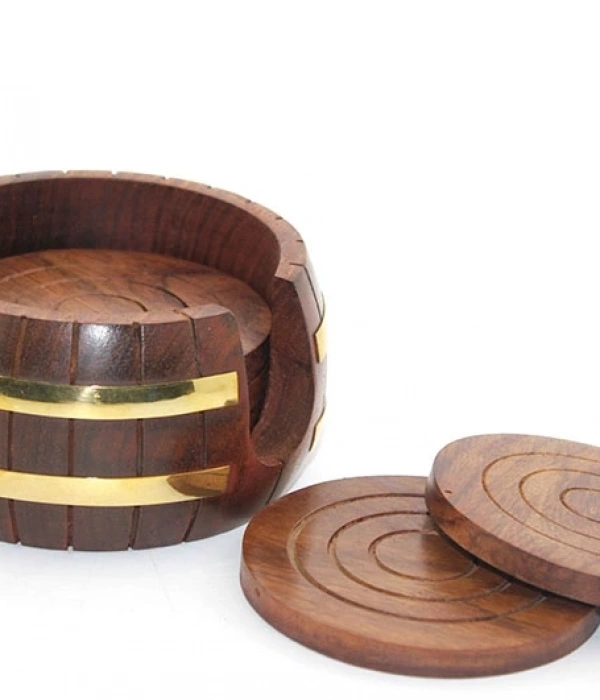 Pirinç Yuvarlak Ahşap Bardak Altı W431