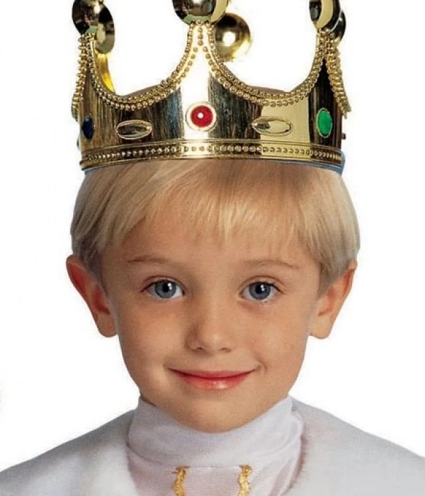 Plastik Kral Tacı Altın Renk Çocuk Boy