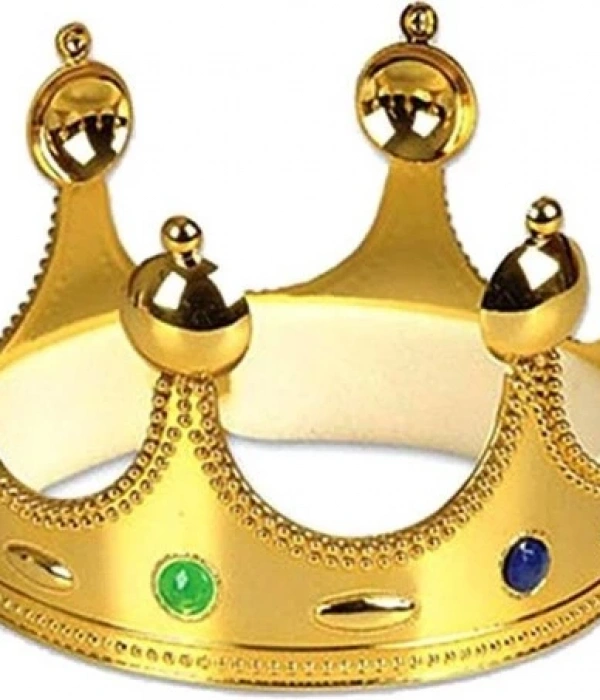 Plastik Kral Tacı Altın Renk Yetişkin Boy 55 Cm