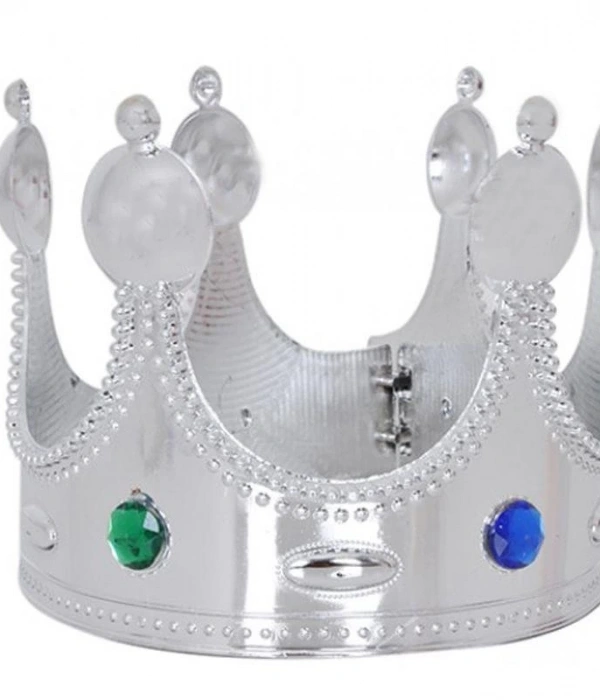 Plastik Kral Tacı Gümüş Renk Yetişkin 55 Cm