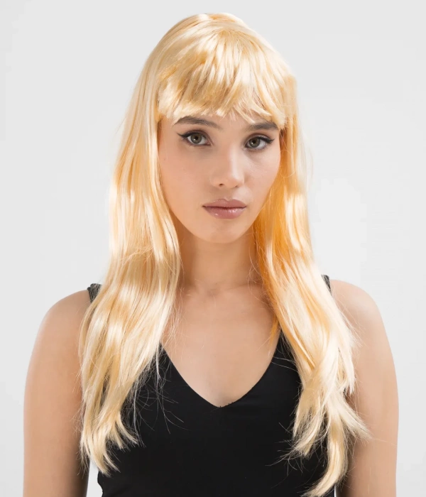 Platin Altın Dore Renk Uzun Düz Parti Peruğu