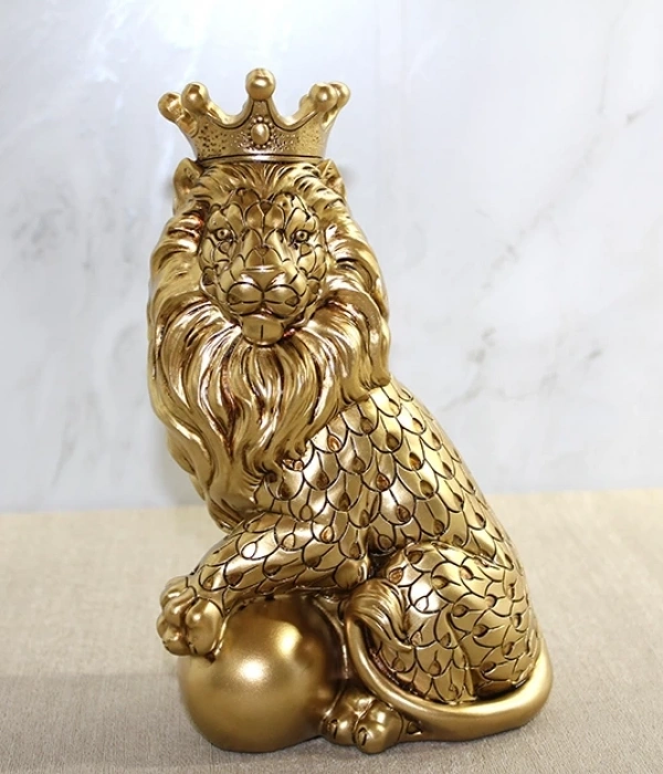 Polyester Dekoratif Taçlı Aslan Figürü Alk2574