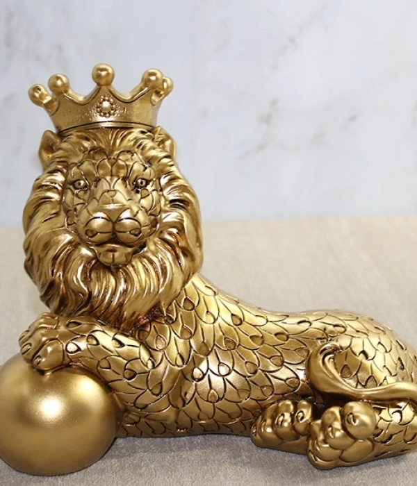 Polyester Dekoratif Taçlı Aslan Figürü Alk2575