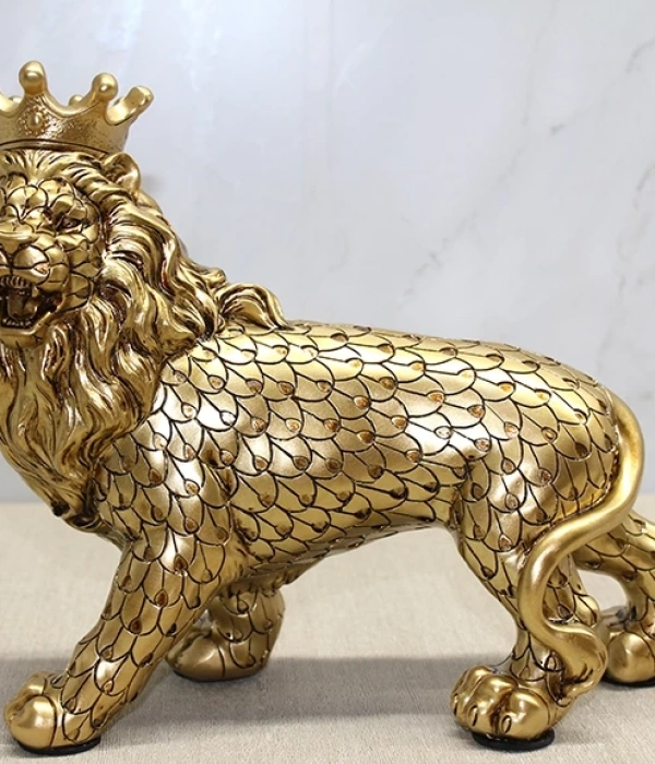 Polyester Dekoratif Taçlı Aslan Figürü Alk2576