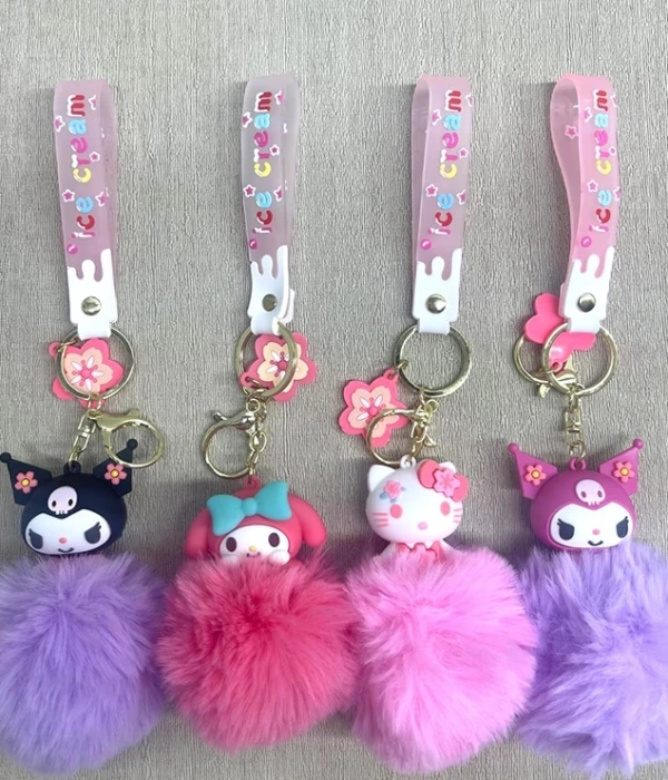 Ponponlu Kuromi Ve Hello Kitty Anahtarlık Alk4246