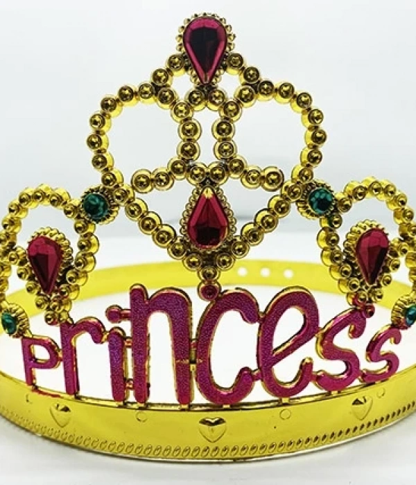 Prenses Yazılı Altın Renk Ayarlanabilir Parti Tacı 60 Cm