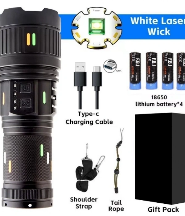 Pro F-3001 Alüminyum Tg Led Güç Göstergeli Type-c Şarjlı El Feneri 100 W