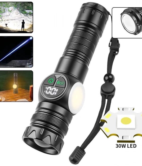 Ps-8745 Profesyonel Zoomlu 30w  Powerbank Mıknatıslı Avcı Kamp Tamirci Feneri
