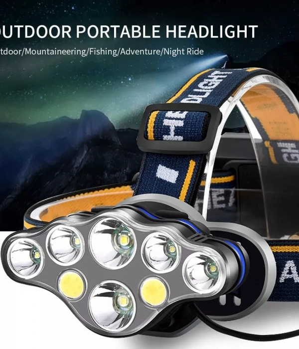 Ps-888 Güçlü Usb Şarj Edilebilir Profesyonel 8 Modlu 6000 Lümen 8 Led Su Geçirmez Kafa Lambası