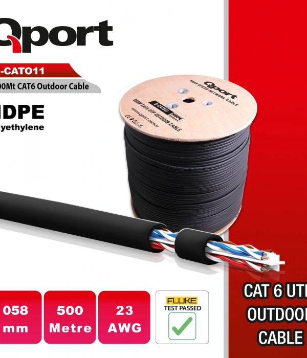 QPORT Q-CATO11 23AWG 500 METRE CAT6 UTP PE OUTDOOR KABLO