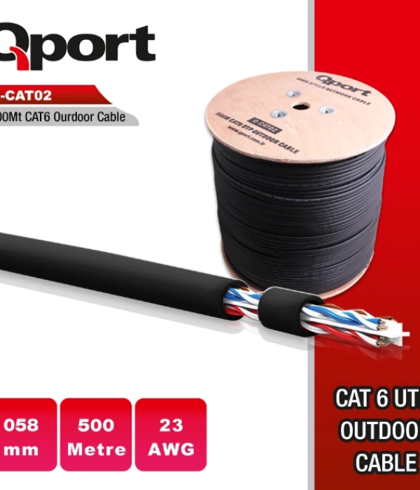 QPORT Q-CATO2 23AWG 500M MAKARALI OUTDOOR SİYAH KABLO
