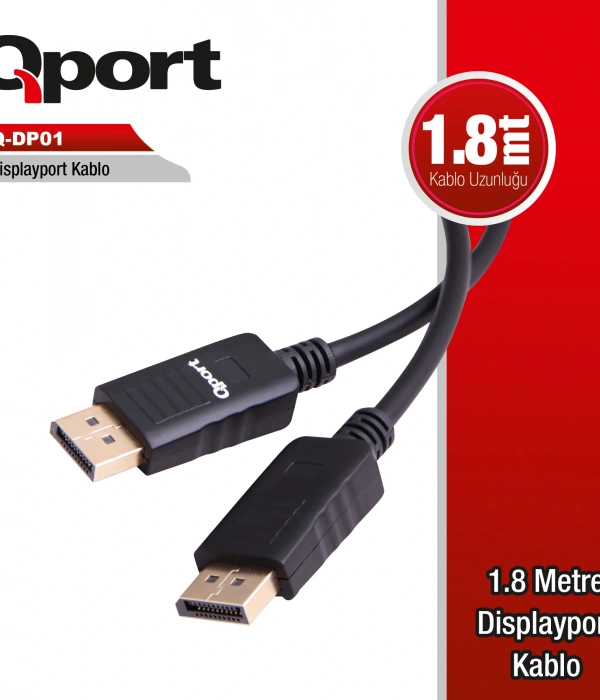 QPORT Q-DP01 1.8M DISPLAY PORT KABLO