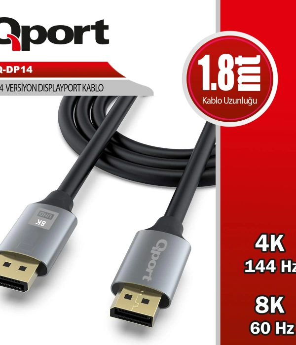 QPORT (Q-DP14) DISPLAY PORT 1.8 METRE KABLO