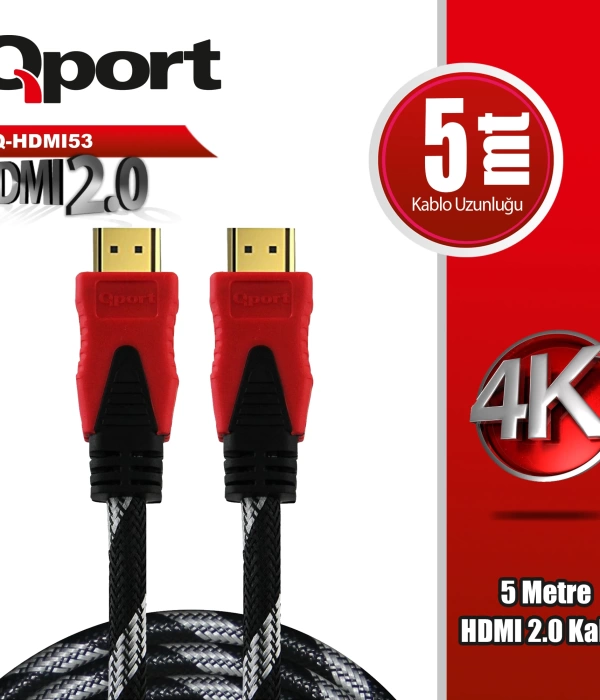 QPORT Q-HDMI53 HDMI 2.0 V ALTIN UÇLU KABLO 5 MT