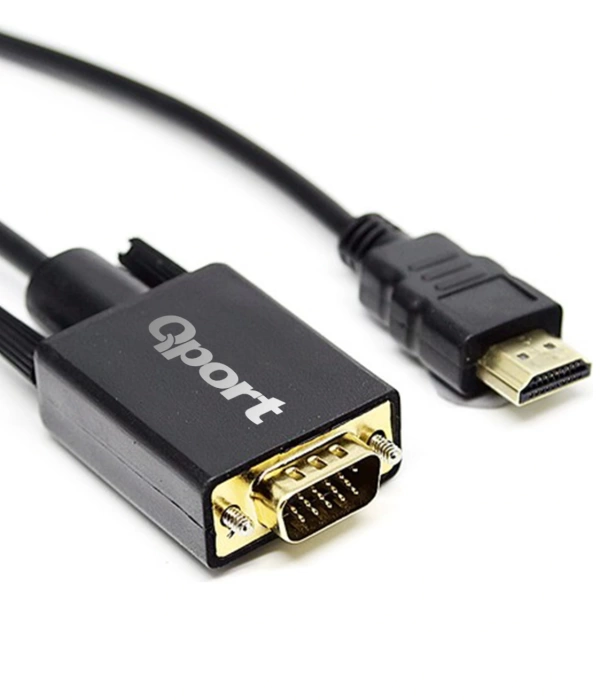 QPORT Q-HVG18 HDMI TO VGA ÇEVİRİCİ KABLO 1.8 MT