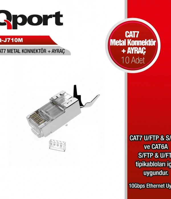 QPORT Q-J710M  CAT7 KONNEKTÖR VE AYRAÇ 10 ADET