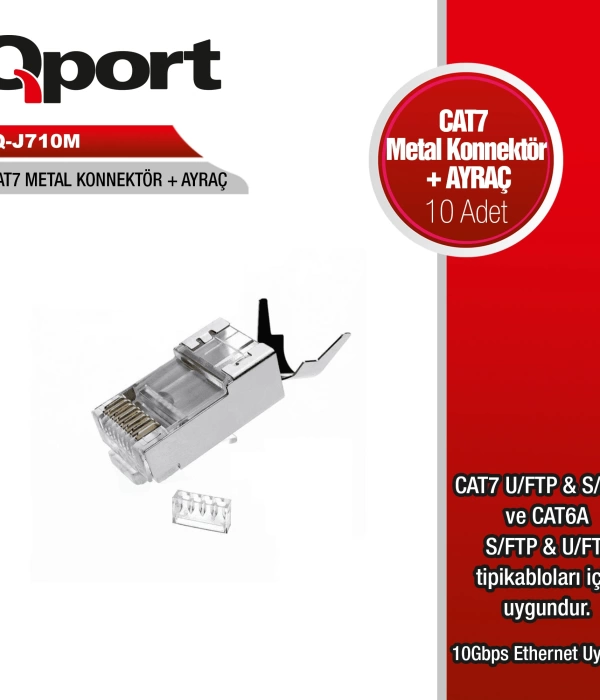 QPORT Q-J710M  CAT7 KONNEKTÖR VE AYRAÇ 10 ADET