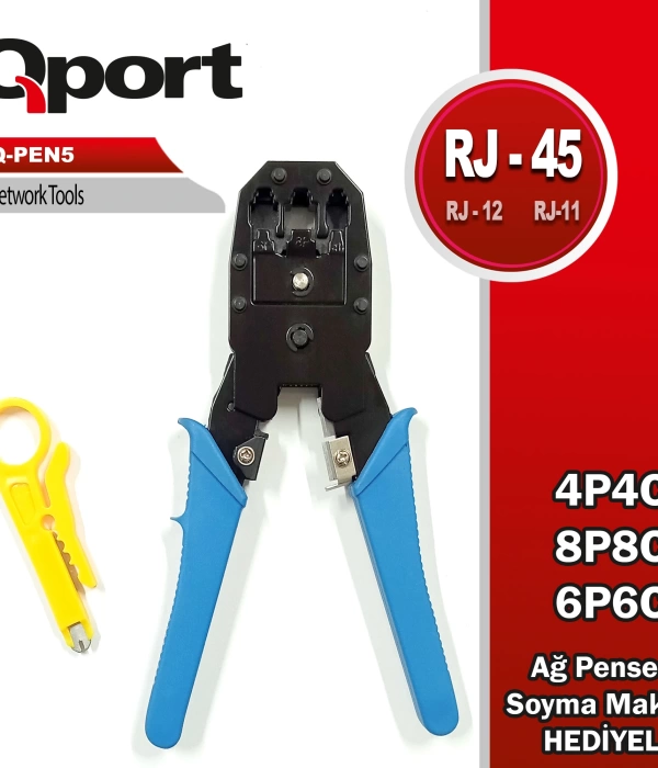 QPORT Q-PEN5 RJ45/RJ11/RJ12 SIKMA PENSESİ + KABLO SIYIRICI