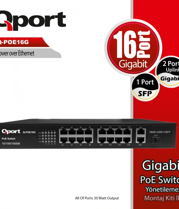 QPORT Q-POE16G 16 PORT GIGABIT + 2 PORT GIGABIT UP