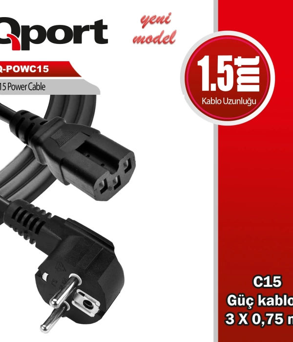 QPORT Q-POWC15 1.5M C15 POWER GUC KABLOSU