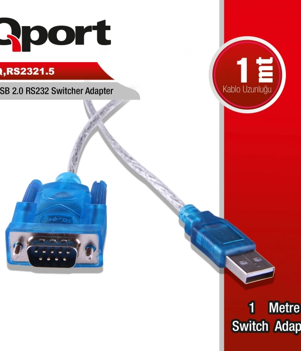 QPORT (Q-RS2321.5) USB2.0 TO RS232 CEVIRICI KABLO 1M