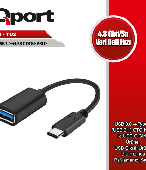 QPORT Q-TU2 TYPE-C TO USB3.0 OTG ADAPTOR KABLO CEVIRICI