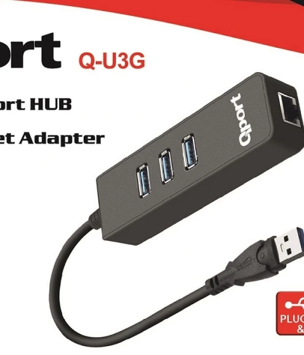 QPORT Q-U3G USB 3.0 ÇOKLAYICI/GIGABIT ADAPTÖR